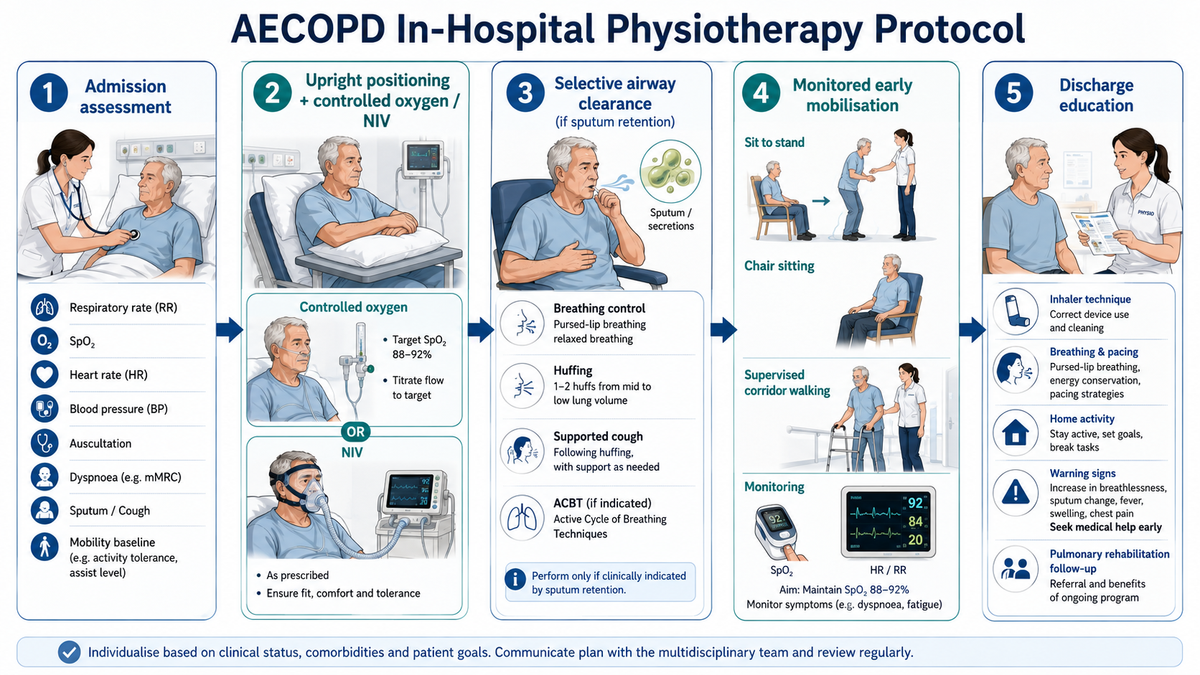 AECOPD in Hospital: The Physiotherapy Protocol from Admission to Discharge